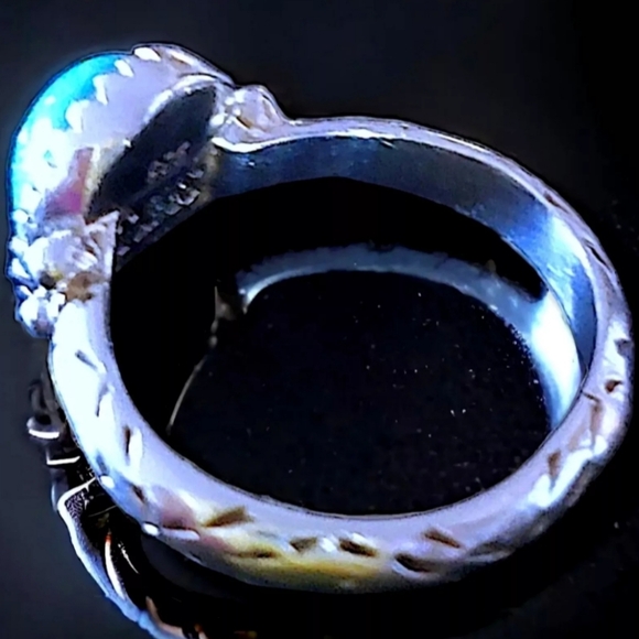 Vintage Spell Designs RARE Lone Wolf Turquoise Sterling Silver Pinky Finger Ring - Picture 5 of 11